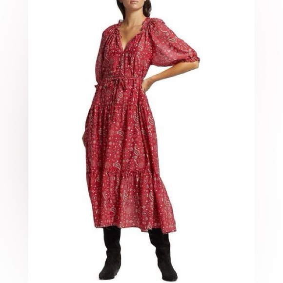 NEW! XiRENA Red Bandana Print Lyta Midi Dress - Picture 4 of 16